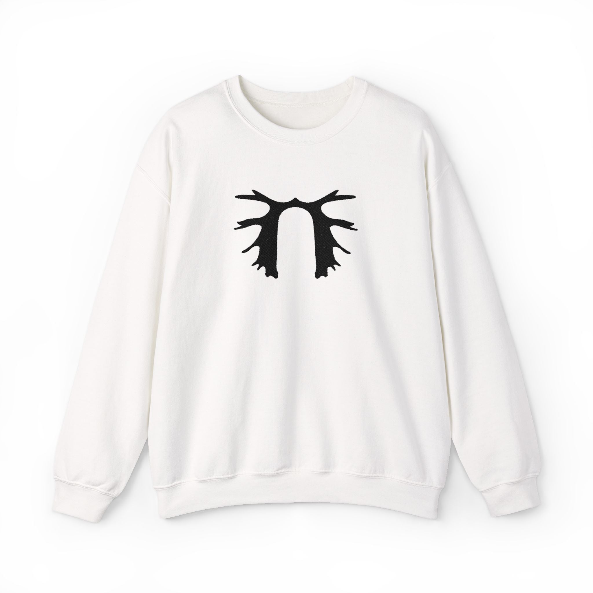 Antler Arch tröja med rund hals – Minimalistisk grafik med hjorthorn