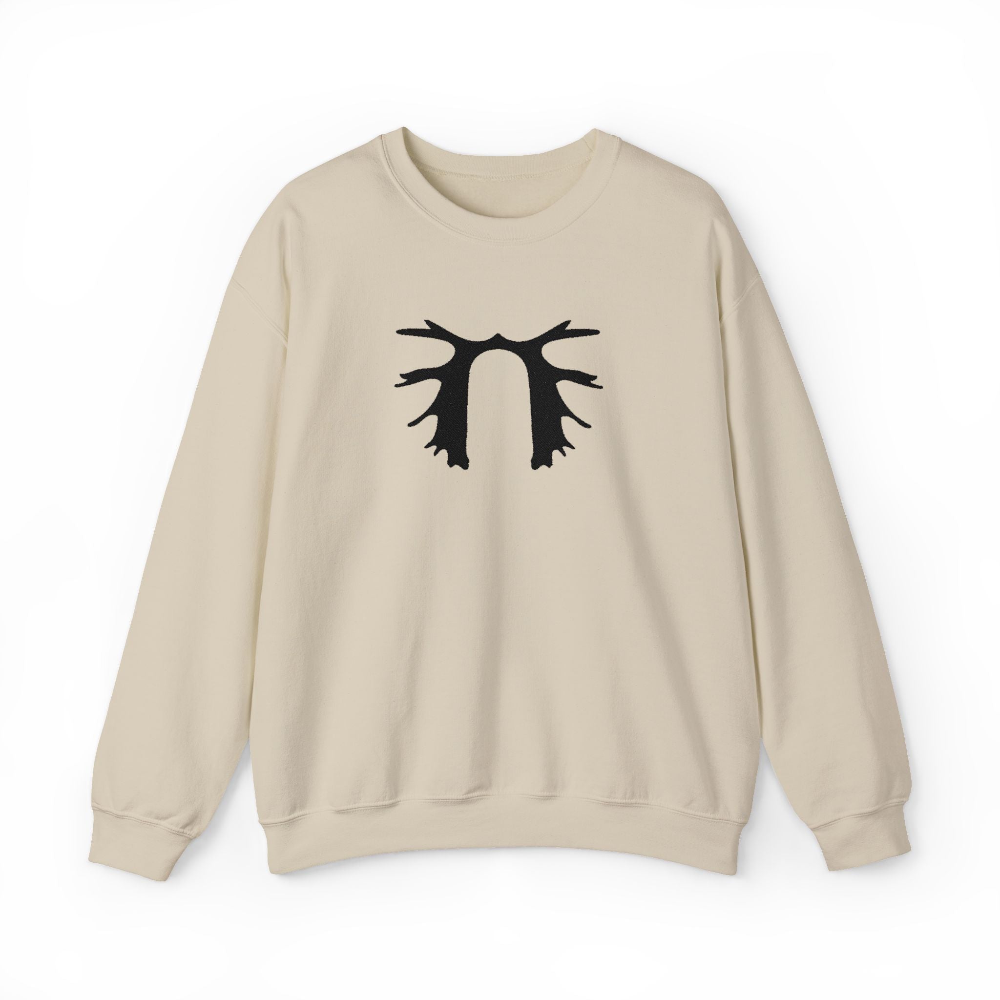Antler Arch tröja med rund hals – Minimalistisk grafik med hjorthorn