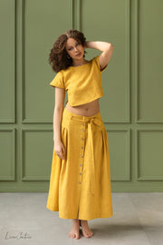 Taormina-set | Linne crop top och utsvängd mellankjol