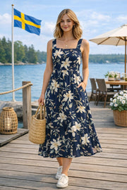 Nordic Garden Strap Midi-klänning